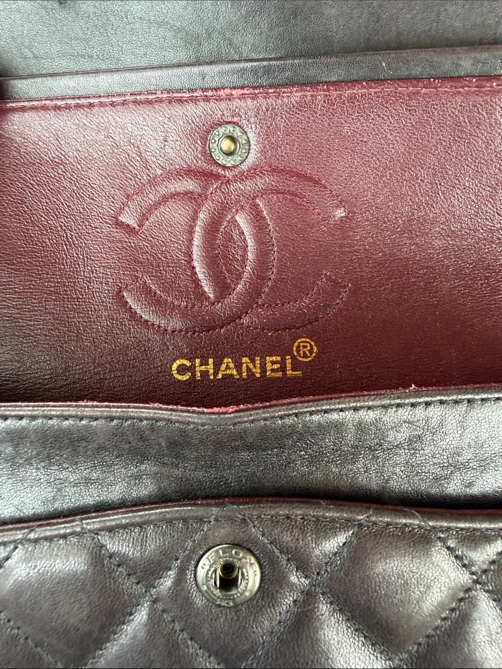 CHANEL Quilted Double Flap Shoulder Bag in Dark Brown